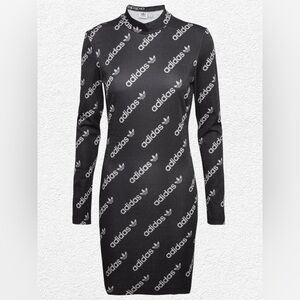 Adidas Originals Logomania Repeat Logo Dress Black Women's Size Medium NWOT
